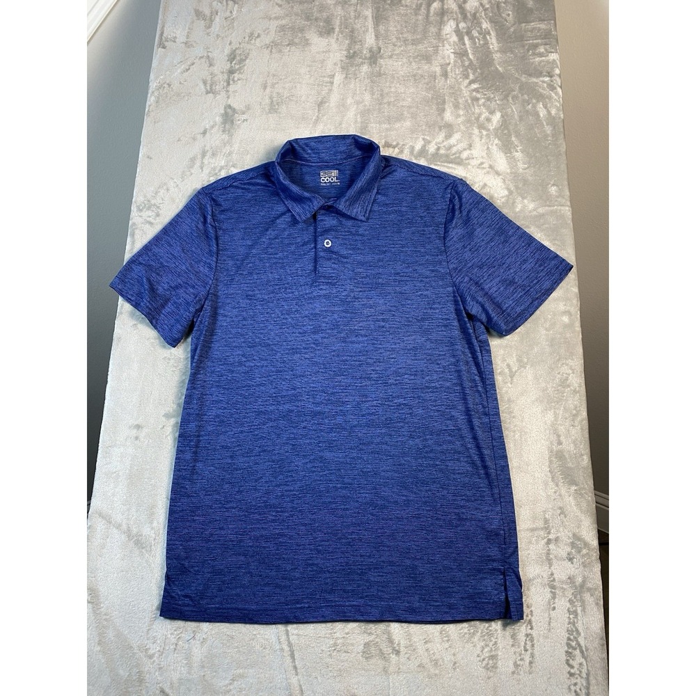 32 Degrees Cool Polo Shirt Mens Size Medium Blue Short Sleeve‎ Polyester Spandex